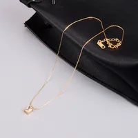 Wholesale Jewelry Heart 304 Stainless Steel Titanium Steel Artificial Rhinestones 18K Gold Plated Inlaid Shell Inlaid Gold Necklace main image 3
