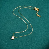 Wholesale Jewelry Heart 304 Stainless Steel Titanium Steel Artificial Rhinestones 18K Gold Plated Inlaid Shell Inlaid Gold Necklace sku image 1