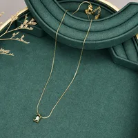 Wholesale Jewelry Heart 304 Stainless Steel Titanium Steel Artificial Rhinestones 18K Gold Plated Inlaid Shell Inlaid Gold Necklace main image 1