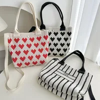 Women's Medium Polyester Stripe Heart Shape Elegant Basic Streetwear Square Magnetic Buckle Crossbody Bag main image 4