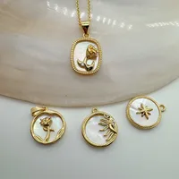 1 Piece 10mm Copper Shell Sun Star Rose Pendant main image 3