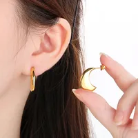 1 Pair Vintage Style C Shape Semicircle 304 Stainless Steel 18K Gold Plated Ear Studs main image 4