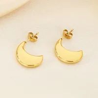 1 Pair Vintage Style C Shape Semicircle 304 Stainless Steel 18K Gold Plated Ear Studs main image 7