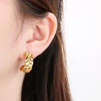 1 Pair Vintage Style C Shape Semicircle 304 Stainless Steel 18K Gold Plated Ear Studs main image 3