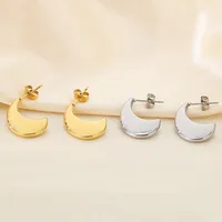 1 Pair Vintage Style C Shape Semicircle 304 Stainless Steel 18K Gold Plated Ear Studs main image 8