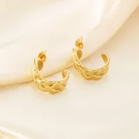 1 Pair Vintage Style C Shape Semicircle 304 Stainless Steel 18K Gold Plated Ear Studs main image 6