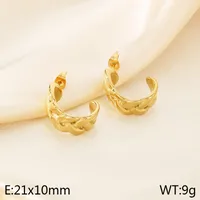 1 Pair Vintage Style C Shape Semicircle 304 Stainless Steel 18K Gold Plated Ear Studs sku image 1