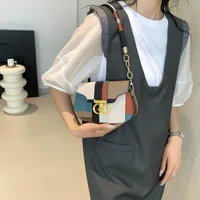 Women's Medium Pu Leather Geometric Streetwear Square Lock Clasp Underarm Bag main image 5