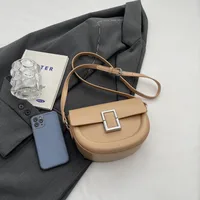 Women's Medium Pu Leather Solid Color Elegant Semicircle Flip Cover Saddle Bag main image 1