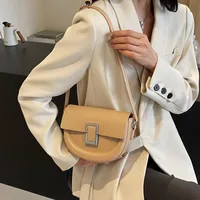 Women's Medium Pu Leather Solid Color Elegant Semicircle Flip Cover Saddle Bag main image 2