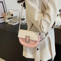 Women's Medium Pu Leather Solid Color Elegant Semicircle Flip Cover Saddle Bag main image 3