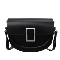 Women's Medium Pu Leather Solid Color Elegant Semicircle Flip Cover Saddle Bag main image 5