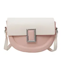 Women's Medium Pu Leather Solid Color Elegant Semicircle Flip Cover Saddle Bag sku image 3
