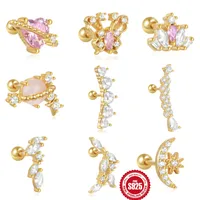 1 Piece 925 Sterling Silver Zircon Color Block Ear Studs main image 1