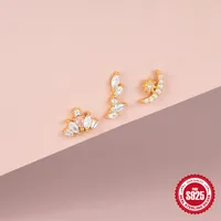 1 Piece 925 Sterling Silver Zircon Color Block Ear Studs main image 4