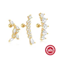 1 Piece 925 Sterling Silver Zircon Color Block Ear Studs main image 5