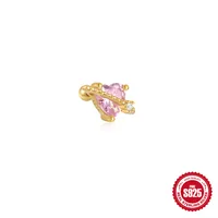 1 Piece 925 Sterling Silver Zircon Color Block Ear Studs sku image 1