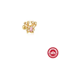 1 Piece 925 Sterling Silver Zircon Color Block Ear Studs sku image 5