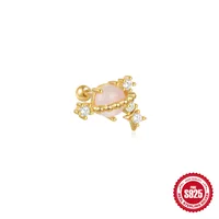 1 Piece 925 Sterling Silver Zircon Color Block Ear Studs sku image 8