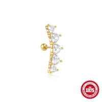 1 Piece 925 Sterling Silver Zircon Color Block Ear Studs sku image 9