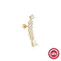 1 Piece 925 Sterling Silver Zircon Color Block Ear Studs sku image 7