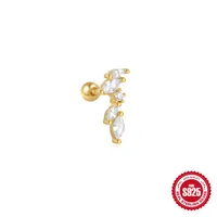 1 Piece 925 Sterling Silver Zircon Color Block Ear Studs sku image 2