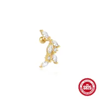 1 Piece 925 Sterling Silver Zircon Color Block Ear Studs sku image 6