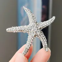 Marine Style Starfish Alloy Plating Inlay Rhinestones Women's Brooches main image 2