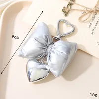 Cute Sweet Heart Shape Bow Knot Pu Leather Alloy Bag Pendant Mobile Phone Chain Keychain main image 5