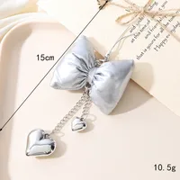 Cute Sweet Heart Shape Bow Knot Pu Leather Alloy Bag Pendant Mobile Phone Chain Keychain main image 3