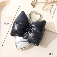 Cute Sweet Heart Shape Bow Knot Pu Leather Alloy Bag Pendant Mobile Phone Chain Keychain sku image 4