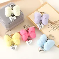 Sweet Heart Shape Bow Knot Cloth Bag Pendant Keychain main image 1