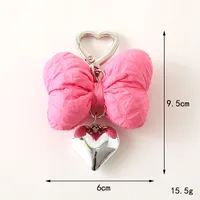 Sweet Heart Shape Bow Knot Cloth Bag Pendant Keychain main image 4