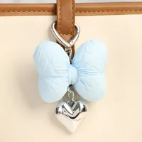 Sweet Heart Shape Bow Knot Cloth Bag Pendant Keychain main image 3