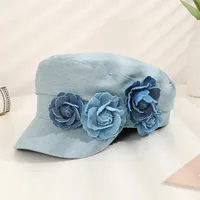 Women's Elegant Japanese Style Artistic Flower Appliques Curved Eaves Newsboy Cap main image 5
