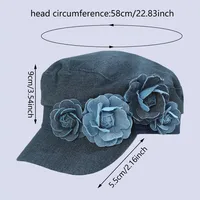 Women's Elegant Japanese Style Artistic Flower Appliques Curved Eaves Newsboy Cap main image 1