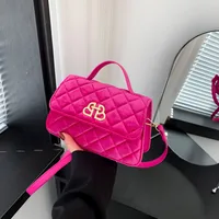 Women's Small Velvet Solid Color Elegant Vintage Style Streetwear Square Flip Cover Crossbody Bag main image 1