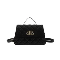 Women's Small Velvet Solid Color Elegant Vintage Style Streetwear Square Flip Cover Crossbody Bag main image 4
