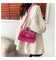 Women's Small Velvet Solid Color Elegant Vintage Style Streetwear Square Flip Cover Crossbody Bag sku image 1