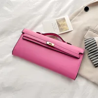 Women's Pu Leather Solid Color Elegant Square Lock Clasp Handbag sku image 6