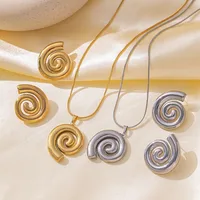 Wholesale Jewelry Casual Vintage Style Commute Spiral Stripe 304 Stainless Steel 18K Gold Plated Polishing Earrings Necklace main image 7