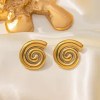 Wholesale Jewelry Casual Vintage Style Commute Spiral Stripe 304 Stainless Steel 18K Gold Plated Polishing Earrings Necklace main image 5