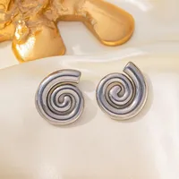 Wholesale Jewelry Casual Vintage Style Commute Spiral Stripe 304 Stainless Steel 18K Gold Plated Polishing Earrings Necklace main image 6