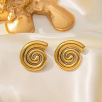 Wholesale Jewelry Casual Vintage Style Commute Spiral Stripe 304 Stainless Steel 18K Gold Plated Polishing Earrings Necklace sku image 1