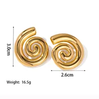 Wholesale Jewelry Casual Vintage Style Commute Spiral Stripe 304 Stainless Steel 18K Gold Plated Polishing Earrings Necklace main image 1