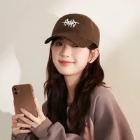 New Hat Women's Korean-style Fashionable Solid Color Embroidered Japanese Baseball Cap Women's Versatile Student Simple Sun Protection Peaked Cap sku image 4
