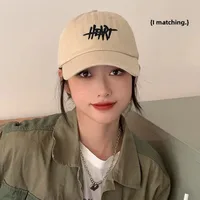 New Hat Women's Korean-style Fashionable Solid Color Embroidered Japanese Baseball Cap Women's Versatile Student Simple Sun Protection Peaked Cap sku image 5