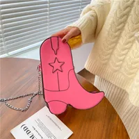 Women's Small Pu Leather Star Streetwear High Heel Shoes Zipper Circle Bag main image 5