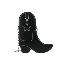 Women's Small Pu Leather Star Streetwear High Heel Shoes Zipper Circle Bag sku image 3