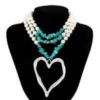 Retro Ethnic Style Star Artificial Pearl Alloy Turquoise Beaded Women's Three Layer Necklace sku image 9